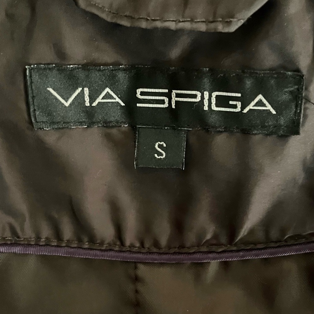 Via Spiga | Long Puffer Coat | Brown Fur Hooded Jacket | Women’s Size Small - Picture 9 of 13